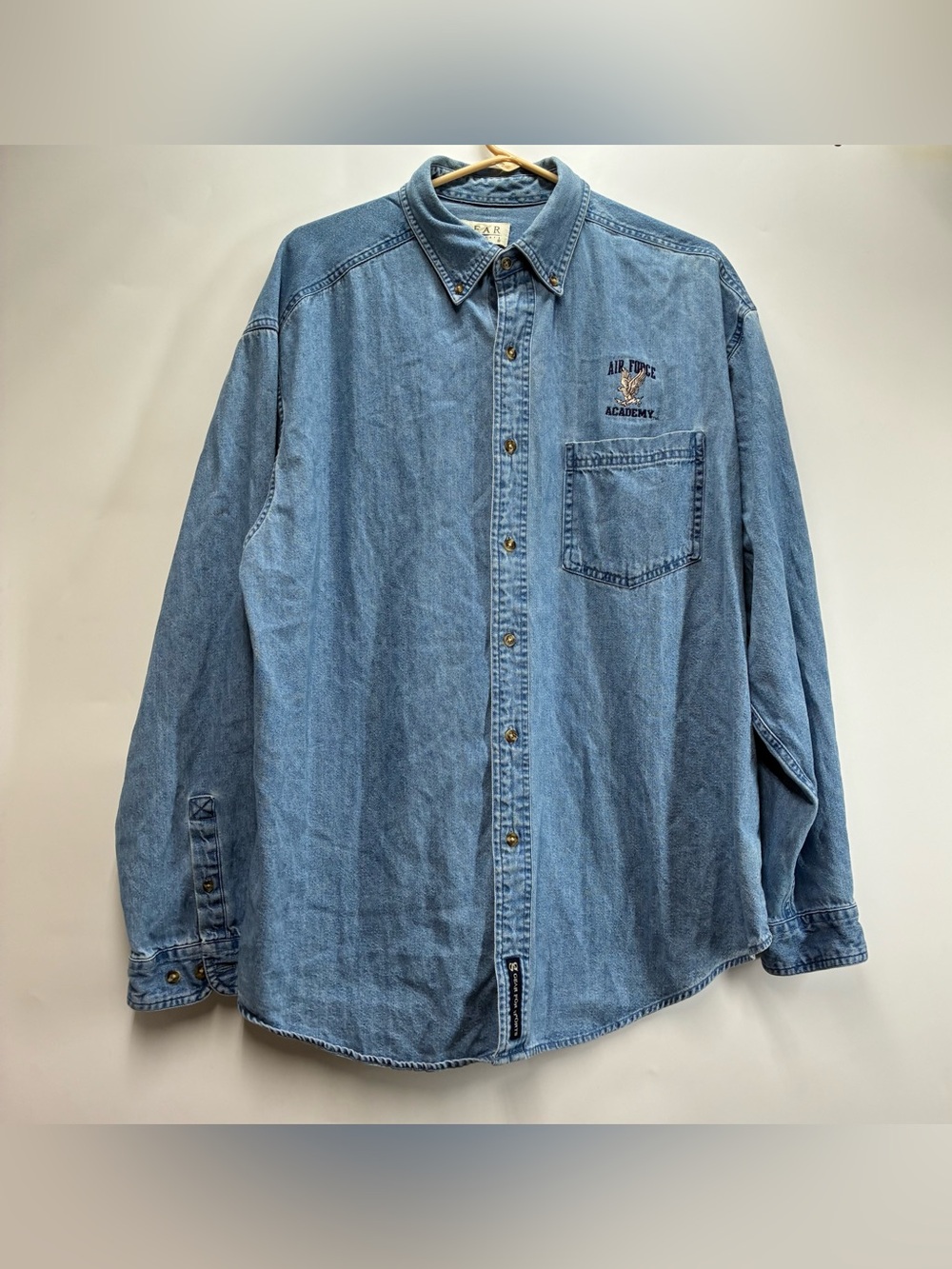 Vintage 90s Air Force Academy L Gear For Sport Denim Button Long Sleeve Shirt